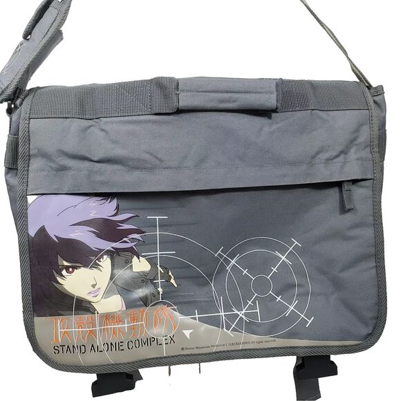 Shirow Masamune Anime Stand Alone Complex Messenger Laptop Shoulder Gray Bag HTF - Picture 4 of 10